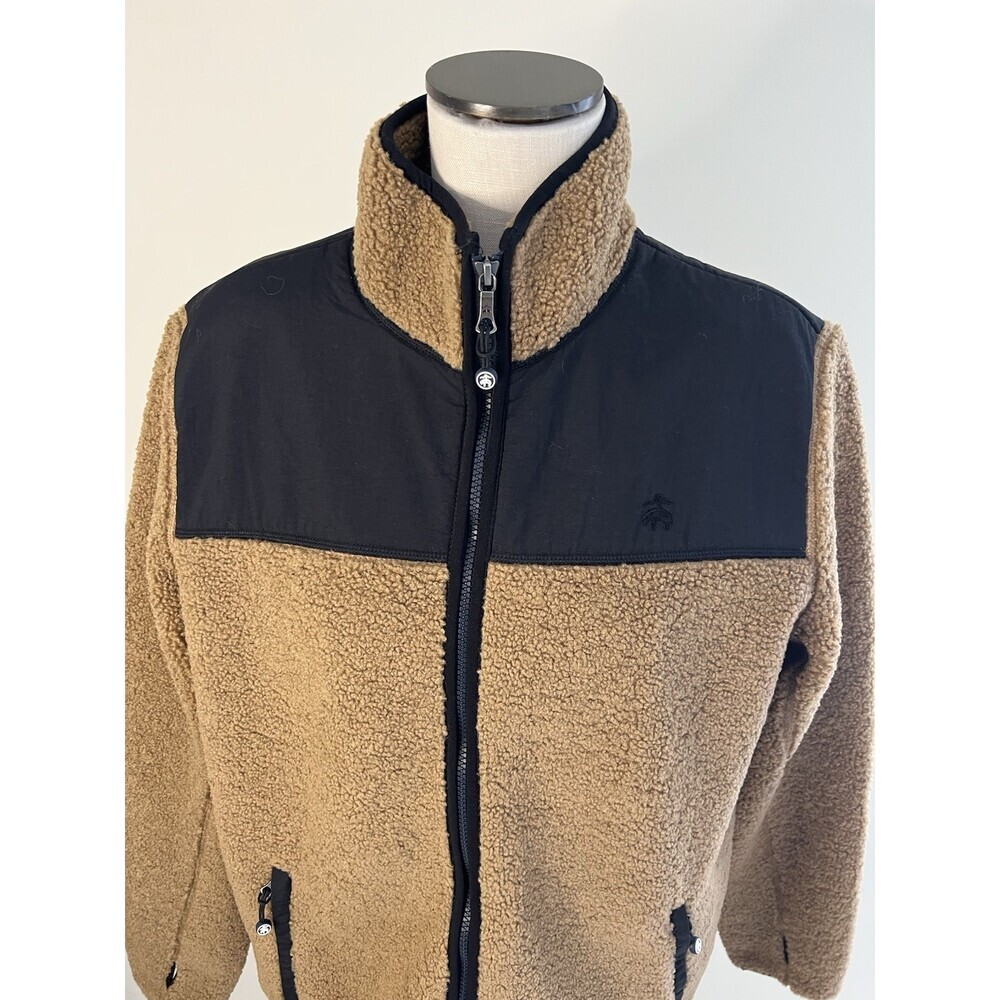 Brooks Brothers Sherpa Fleece Jacket Large Black Brown Full Zip Outdoor Cozy Coa - Picture 2 of 6